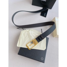 Montblanc Black Litchi Grain Cowhide Gold Pin Buckle 35mm Belt