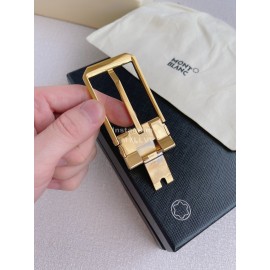 Montblanc Black Litchi Grain Cowhide Gold Pin Buckle 35mm Belt
