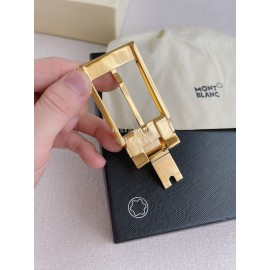 Montblanc New Black Calf Leather Gold Pin Buckle 35mm Belt