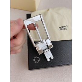 Montblanc New Black Calf Leather Silver Pin Buckle 35mm Belt