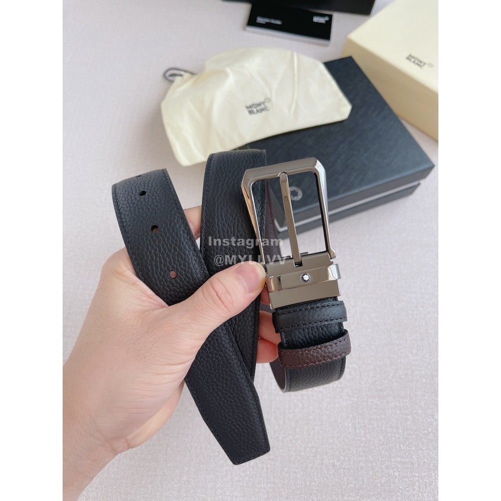 Montblanc Litchi Grain Cowhide Gun Color Pin Buckle 35mm Belt