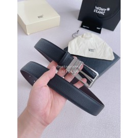 Montblanc Litchi Grain Cowhide Silver Pin Buckle 35mm Belt