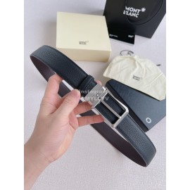 Montblanc Litchi Grain Cowhide Silver Pin Buckle 35mm Belt