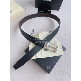 Montblanc Litchi Grain Cowhide Silver Pin Buckle 35mm Belt