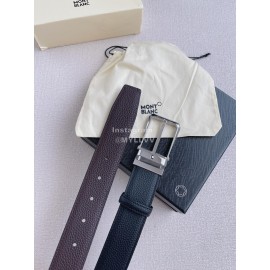 Montblanc Litchi Grain Cowhide Silver Pin Buckle 35mm Belt