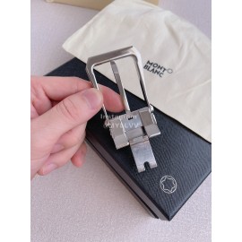 Montblanc Litchi Grain Cowhide Silver Pin Buckle 35mm Belt