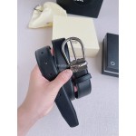 Montblanc Calf Leather Gun Color Pin Buckle 35mm Belt Black