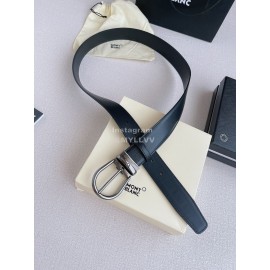 Montblanc Calf Leather Gun Color Pin Buckle 35mm Belt Black