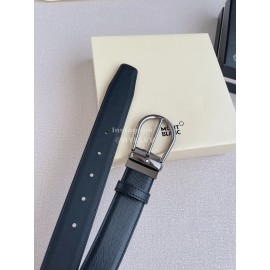 Montblanc Calf Leather Gun Color Pin Buckle 35mm Belt Black