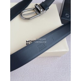 Montblanc Calf Leather Gun Color Pin Buckle 35mm Belt Black