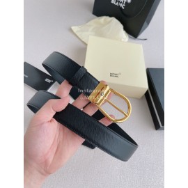 Montblanc Calf Leather Gold Pin Buckle 35mm Belt Black