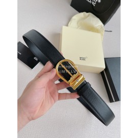 Montblanc Calf Leather Gold Pin Buckle 35mm Belt Black