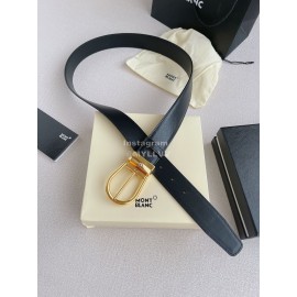 Montblanc Calf Leather Gold Pin Buckle 35mm Belt Black