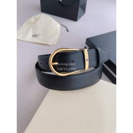 Montblanc Calf Leather Gold Pin Buckle 35mm Belt Black