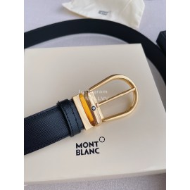 Montblanc Calf Leather Gold Pin Buckle 35mm Belt Black