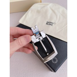 Montblanc Calf Leather Gun Color Pin Buckle 35mm Black Belt 