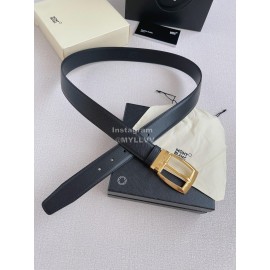 Montblanc Calf Leather Gold Pin Buckle 35mm Black Belt 