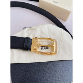 Montblanc Calf Leather Gold Pin Buckle 35mm Black Belt 
