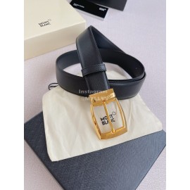 Montblanc Calf Leather Gold Pin Buckle 35mm Black Belt 
