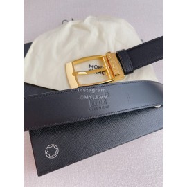 Montblanc Calf Leather Gold Pin Buckle 35mm Black Belt 