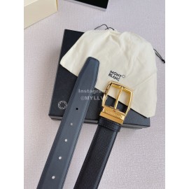 Montblanc Calf Leather Gold Pin Buckle 35mm Black Belt 