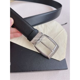 Montblanc Calf Leather Silver Pin Buckle 35mm Black Belt 