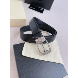 Montblanc Calf Leather Silver Pin Buckle 35mm Black Belt 
