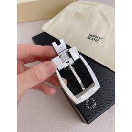 Montblanc Calf Leather Silver Pin Buckle 35mm Black Belt 