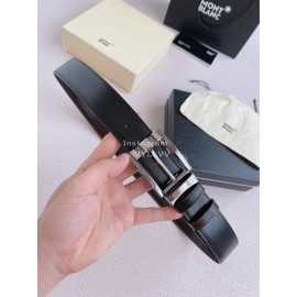 Montblanc New Calf Leather Gun Color Pin Buckle 35mm Black Belt 