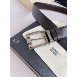 Montblanc New Calf Leather Gun Color Pin Buckle 35mm Black Belt 