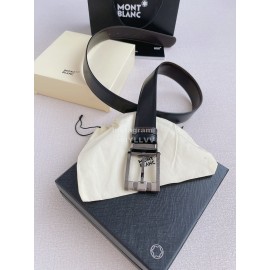 Montblanc New Calf Leather Gun Color Pin Buckle 35mm Black Belt 