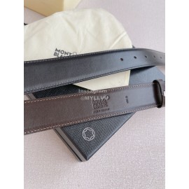 Montblanc New Calf Leather Gun Color Pin Buckle 35mm Black Belt 