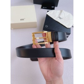 Montblanc New Calf Leather Gold Pin Buckle 35mm Black Belt 