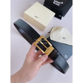 Montblanc New Calf Leather Gold Pin Buckle 35mm Black Belt 