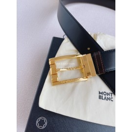 Montblanc New Calf Leather Gold Pin Buckle 35mm Black Belt 