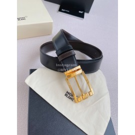 Montblanc New Calf Leather Gold Pin Buckle 35mm Black Belt 