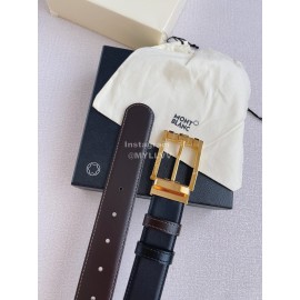 Montblanc New Calf Leather Gold Pin Buckle 35mm Black Belt 