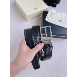 Montblanc New Crocodile Leather Silver Pin Buckle 35mm Belt 