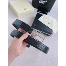 Montblanc New Crocodile Leather Silver Pin Buckle 35mm Belt 