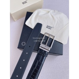 Montblanc New Crocodile Leather Silver Pin Buckle 35mm Belt 