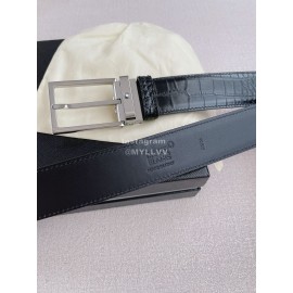 Montblanc New Crocodile Leather Silver Pin Buckle 35mm Belt 