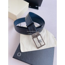 Montblanc New Crocodile Leather Gun Color Pin Buckle 35mm Belt Blue