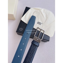 Montblanc New Crocodile Leather Gun Color Pin Buckle 35mm Belt Blue