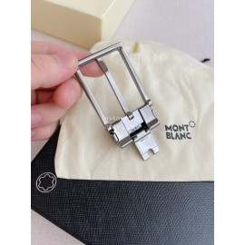 Montblanc New Crocodile Leather Gun Color Pin Buckle 35mm Belt Blue