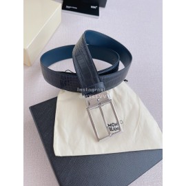 Montblanc New Crocodile Leather Silver Pin Buckle 35mm Belt Blue