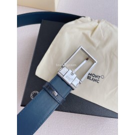 Montblanc New Crocodile Leather Silver Pin Buckle 35mm Belt Blue