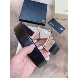 Montblanc Calf Leather Pure Copper M Buckle 35mm Belt Wine Red