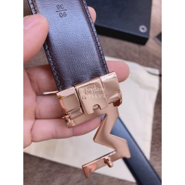 Montblanc Calf Leather Pure Copper M Buckle 35mm Belt Wine Red