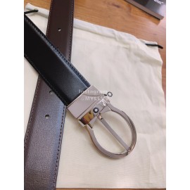 Montblanc Black Calf Leather Silver Pure Copper Pin Buckle 32mm Belt