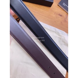 Montblanc Black Calf Leather Silver Pure Copper Pin Buckle 32mm Belt